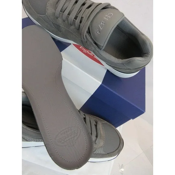 NIB CHURCH'S by PRADA CH873 GRAY SUEDE NYLON LOGO SNEAKERS